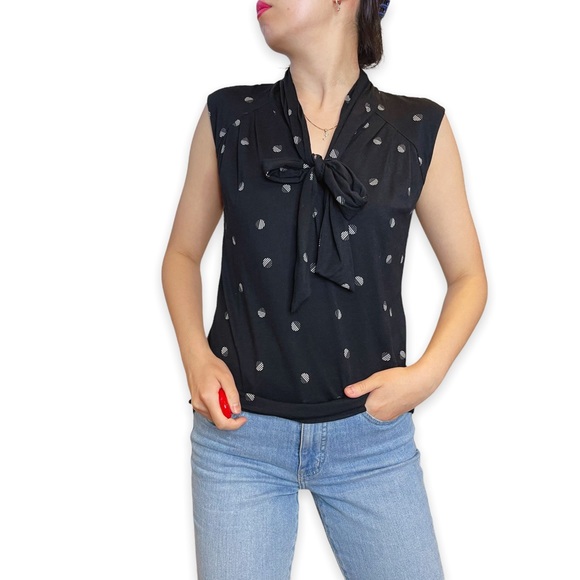 Nordstrom Halogen Wool Modal Tiefront Pattern Sleeveless Blouse Size XS - Picture 12 of 15